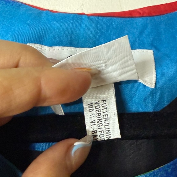 VTG CRISCA Artsy Contemporary Art to Wear Geometric 80s 90s Ruffle Mini Dress - Picture 10 of 10